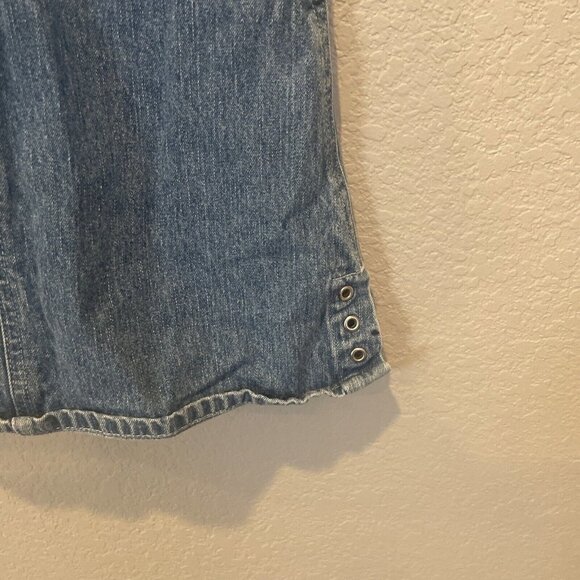 Vintage OshKosh Floral Denim Skirtall Jumper Girls 6 Flag Embroidery July 4th - Picture 5 of 12